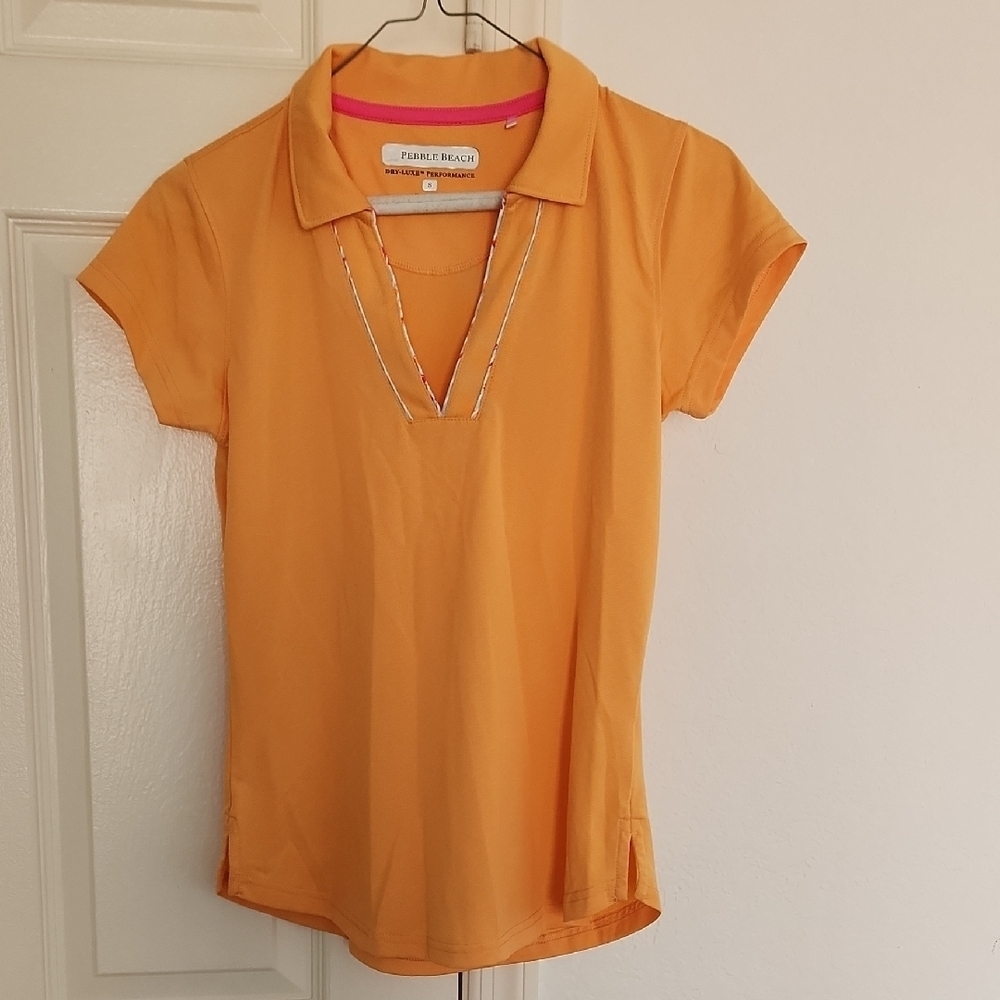 Pebble Beach Orange Short Sleeve Fitted Polo